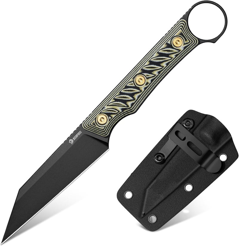 NedFoss RAVEN EDC Fixed Blade Knife with Sheath, 3.4" 14C28N Steel Hunting Knife with G10 Handle, Camping Fixed Blade Small EDC Knives for Hiking, Survival - Image 1